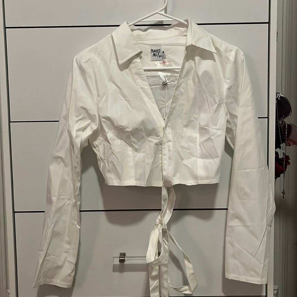 Princess polly white cropped blouse XS extra small US 0 2